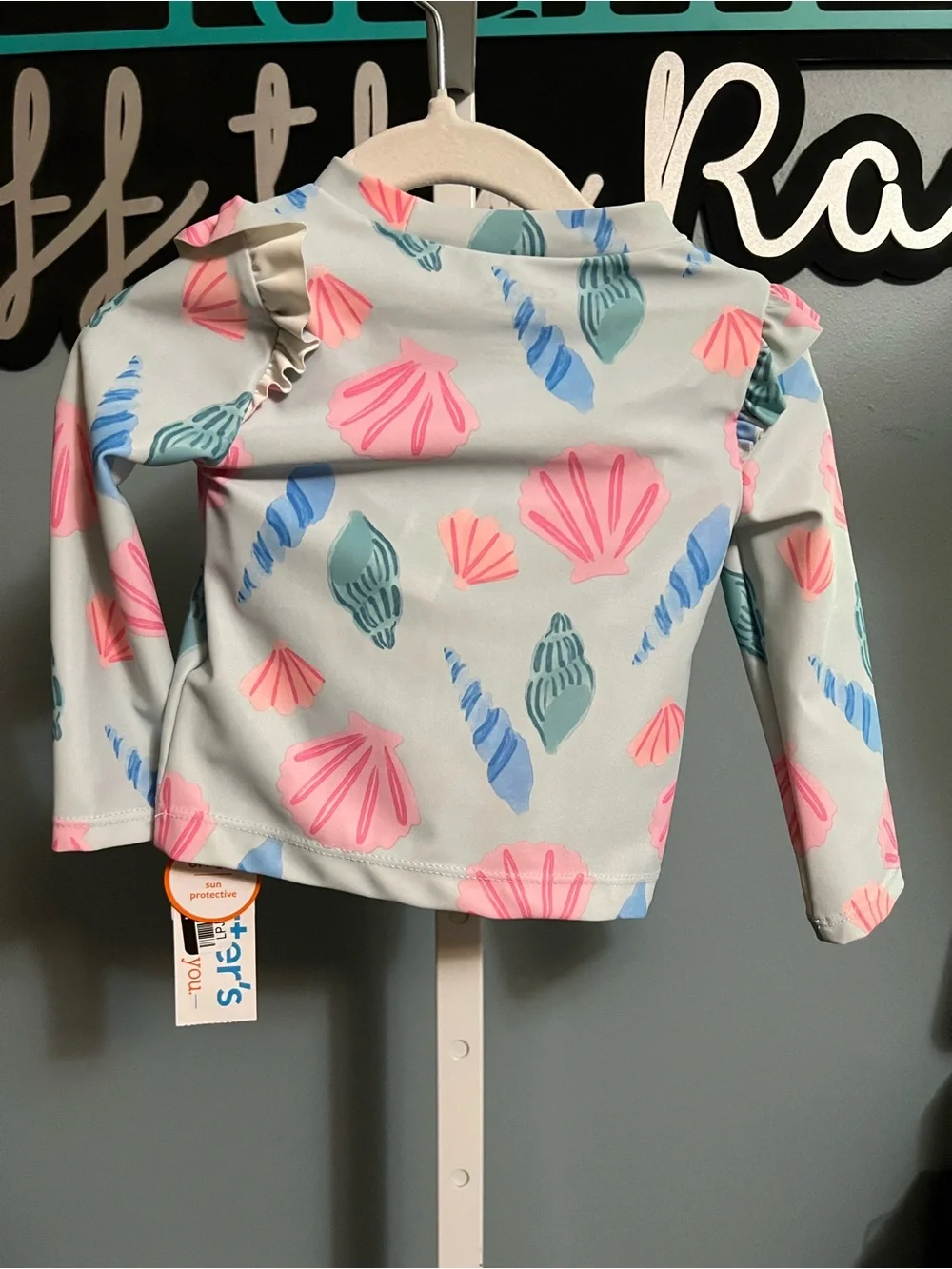 Carter’s Just One You  Long-Sleeve Swim Top and Bikini Pink & Blue Seashells